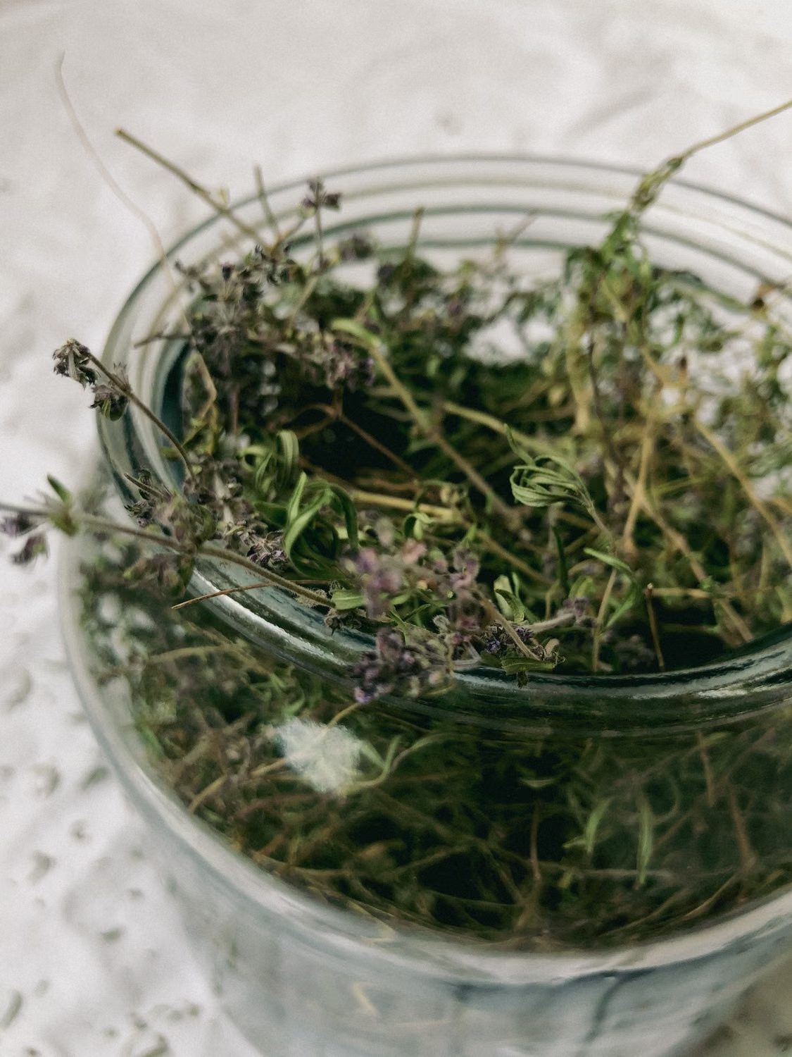 玻璃罐中的乾燥植物材料